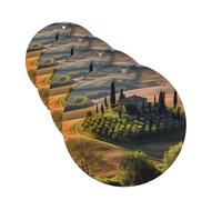 4 Pcs Car Air Fresheners Hanging Fragrance Scented Cards for SUV Tuscany Landscape Tree Scenery Farm Car Aromatherapy Tablets Auto Interior Mirror Pendant for Bedroom Wardrobe Shoe Cabinet