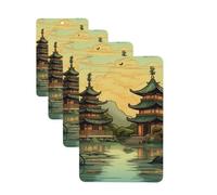 4 Pcs Car Air Fresheners Hanging Fragrance Scented Cards for SUV Two Pagodas on the Lake Car Aromatherapy Tablets Auto Interior Mirror Pendant for Bedroom Wardrobe Shoe Cabinet