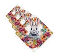 4 Pcs Car Air Fresheners Hanging Fragrance Scented Cards for SUV Watercolor rabbit and flowers Car Aromatherapy Tablets Auto Interior Mirror Pendant for Bedroom Wardrobe Shoe Cabinet