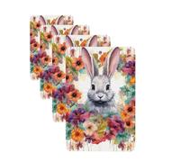 4 Pcs Car Air Fresheners Hanging Fragrance Scented Cards for SUV Watercolor rabbit and flowers Car Aromatherapy Tablets Auto Interior Mirror Pendant for Bedroom Wardrobe Shoe Cabinet