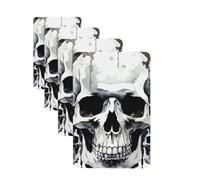 4 Pcs Car Air Fresheners Hanging Fragrance Scented Cards for SUV White and gray skull graphics Car Aromatherapy Tablets Auto Interior Mirror Pendant for Bedroom Wardrobe Shoe Cabinet