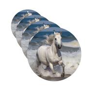 4 Pcs Car Air Fresheners Hanging Fragrance Scented Cards for SUV White horse running on the sea Car Aromatherapy Tablets Auto Interior Mirror Pendant for Bedroom Wardrobe Shoe Cabinet