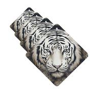 4 Pcs Car Air Fresheners Hanging Fragrance Scented Cards for SUV White tiger head pattern Car Aromatherapy Tablets Auto Interior Mirror Pendant for Bedroom Wardrobe Shoe Cabinet
