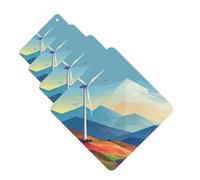 4 Pcs Car Air Fresheners Hanging Fragrance Scented Cards for SUV Windmill Flat Illustration Car Aromatherapy Tablets Auto Interior Mirror Pendant for Bedroom Wardrobe Shoe Cabinet