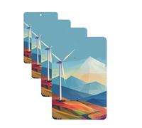 4 Pcs Car Air Fresheners Hanging Fragrance Scented Cards for SUV Windmill Flat Illustration Car Aromatherapy Tablets Auto Interior Mirror Pendant for Bedroom Wardrobe Shoe Cabinet