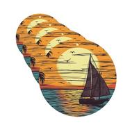 4 Pcs Car Air Fresheners Hanging Scented Cards for Car Fresheners Sunset and sailboat Auto Aromatherapy Tablets Funny Hanging Air Freshener for Car Rearview Mirror Pendant