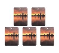 4 Pcs Car Air Fresheners Hanging Scented Cards for Cars Boston Charles River City Skyline Sunset Car Air Fresheners Cars Interior Decoration Fragrance Scented Cards for Rearview Mirror Auto Access