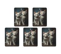 4 Pcs Car Air Fresheners Hanging Scented Cards for Cars Two Cats on The Table Car Air Fresheners Cars Interior Decoration Fragrance Scented Cards forRearview Mirror Auto Accessories