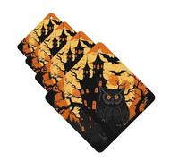 4 Pcs Car Air Fresheners Square Hanging Car Air Freshener Fragrance Scented Cards Black Tree Owl Pumpkin Head Castle Auto Mirror Pendant Aromatherapy Tablets For Car Home Office Closet Bathroom