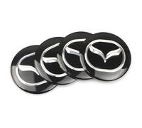 4 Pcs Car Center Hub Cap Stickers for Mazda 3 IV Hatchback 2019-50mm, Wheel Center Hub Caps Cover Stickers Wheel Trim Sticker Modified Car Parts,Bla-ck