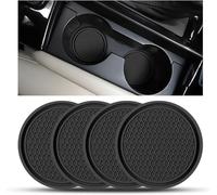 4 Pcs Car Coasters for Cup Holders for Land Rover Defender 110 2020-,Anti Slip Car Cup Mats,Universal Shockproof Car Silicone Cup Mats,A/Black