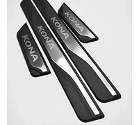 4 pcs Car Door Sill Protector Strips for Hyu-ndai Kona 2017-2021, Stainless Steel Auto Threshold Kick Plates Pedal Car Body Styling Decoration Accessory