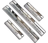 4 Pcs Car Door Sill Protector Strips for Suzuki SX4 S-Cross SCross 2014-2019 2020 2021 2022, Stainless Steel Kick Plates, Non-slip Scratch Scuff Protection Trim, Car Sill Pedal Styling Accessory