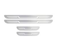 4 Pcs Car Door Sill Protector Strips for Toyota Hilux 2021-2024 2025, Stainless Steel Kick Plates Scuff Guard Welcome Pedal Trim Cover Accessories,E/Silver