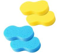 4 Pcs Car Sponge, Extra Thick Jumbo Sponges For Car Cleaning, Car Wash Sponge Anti Scratch Technology for Car Exterior & Window Washing- Perfect For Wheels, Windscreen & Bodywork, 2 Yellow+2Blue