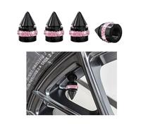 4 PCS Car Tire Valve Stem Caps, Bling Spiked Aluminium Alloy Tire Valve Stem Covers, Corrosion Resistant Auto Tire Air Dust Caps, Universal Car Accessories for All Vehicles (Pink)
