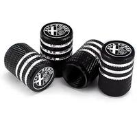 4 Pcs Car Tire Valve Stem Caps for Alfa Romeo 8C Competizione, Leak Proof and Corrosion Resistant Alloy Valve Caps Tyre Dust Covers with Logo,Black