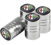 4 Pcs Car Tire Valve Stem Caps for Alfa Romeo GT 2003-2010, Leak Proof and Corrosion Resistant Alloy Valve Caps Tyre Dust Covers with Logo,Silver