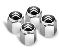 4 Pcs Car Tire Valve Stem Caps for Citroën C1 2005-2022, Leak Proof and Corrosion Resistant Alloy Valve Caps Tyre Dust Covers with Logo,Silver