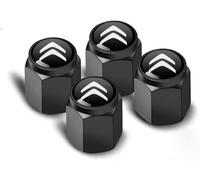 4 Pcs Car Tire Valve Stem Caps for Citroën C3 Pluriel 2003-2010, Leak Proof and Corrosion Resistant Alloy Valve Caps Tyre Dust Covers with Logo,Black