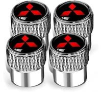 4 Pcs Car Tire Valve Stem Caps for Mitsubishi Galant, Leak Proof and Corrosion Resistant Alloy Valve Caps Tyre Dust Covers with Logo,Silver