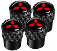 4 Pcs Car Tire Valve Stem Caps for Mitsubishi Pajero Junior, Leak Proof and Corrosion Resistant Alloy Valve Caps Tyre Dust Covers with Logo,Black