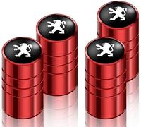 4 Pcs Car Tire Valve Stem Caps for Peugeot 108 GT Line 2014-2021, Leak Proof and Corrosion Resistant Alloy Valve Caps Tyre Dust Covers with Logo,Red