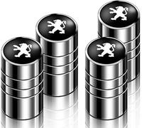 4 Pcs Car Tire Valve Stem Caps for Peugeot 307 CC 2003-2008, Leak Proof and Corrosion Resistant Alloy Valve Caps Tyre Dust Covers with Logo,Silver