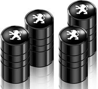 4 Pcs Car Tire Valve Stem Caps for Peugeot 308 Access 2013-2017, Leak Proof and Corrosion Resistant Alloy Valve Caps Tyre Dust Covers with Logo,Black