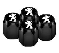 4 Pcs Car Tire Valve Stem Caps for Peugeot Partner/Expert/Traveller/Boxer/Rifter, Leak Proof and Corrosion Resistant Alloy Valve Caps Tyre Dust Covers with Logo,Black-Old