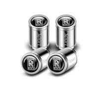 4 Pcs Car Tire Valve Stem Caps for Rolls-Royce Dawn Black Badge, Leak Proof and Corrosion Resistant Alloy Valve Caps Tyre Dust Covers with Logo,Silver A