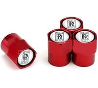 4 Pcs Car Tire Valve Stem Caps for Rolls-Royce Ghost/Phantom/Cullinan/Spectre/Dawn/Wraith, Leak Proof and Corrosion Resistant Alloy Valve Caps Tyre Dust Covers with Logo,Red