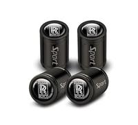 4 Pcs Car Tire Valve Stem Caps for Rolls-Royce Spectre Phantom Ghost Wraith Dawn Cullinan, Leak Proof and Corrosion Resistant Alloy Valve Caps Tyre Dust Covers with Logo,Black A
