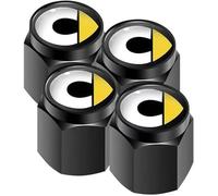 4 Pcs Car Tire Valve Stem Caps for Smart EQ Fortwo Cabrio (A453 BEV) 2017-2024, Leak Proof and Corrosion Resistant Alloy Valve Caps Tyre Dust Covers with Logo,Black