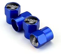4 Pcs Car Tire Valve Stem Caps for Smart Roadster Coupé, Leak Proof and Corrosion Resistant Alloy Valve Caps Tyre Dust Covers with Logo,Blue