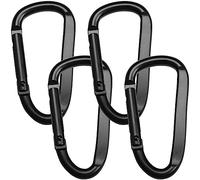 4 PCS Carabiner Clip, D Shape Hook, Spring-loaded Gate Carabiner Clips, Aluminum Alloy D-Ring Key Chain, Lightweight duty Snap Key Chain, for Outdoor, Fishing, Hiking(Black)
