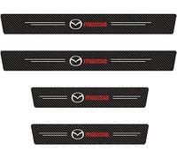 4 Pcs Carbon Fiber Car Door Sill Protector Cover Pedal for Mazda 2 3 5 6 CX-3 CX-30 CX-5 CX-50 CX-60 CX-7 CX-8 CX-9, Welcome Pedal Kick Plates Scuff Guard Non Slip Sticker Trim Decoration Accessory