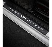 4 Pcs Carbon Fiber Car Door Sill Protector for Ho-nda Civic 10th 9th 8th 7th Gen 10 9 8 7 2006 2007 2008 2009 2010, Welcome Pedal Scuff Guard Non-Slip Auto Styling Decoration Accessory