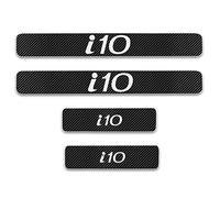 4 Pcs Carbon Fiber Car Door Sill Protector for Hyun-dai I10, Welcome Pedal Guard Kick Plates Threshold Cover, Auto Edge Non-Slip Protection Strip Stickers Decoration Interior Accessories
