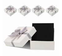 4 PCS Cardboard Jewellery Gift Boxes, 3.54 * 3.54 * 1.57in Jewellery Packaging Box with Bow Knot & Lid, Small Paper Jewellery Display Box, Square Jewelry Presents Boxes for Earrings/Rings/Necklace