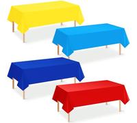 4 Pcs Carnival Party Plastic Tablecloths, 54x108 Inch Disposable Rectangle Red Blue Yellow Table Cloth Waterproof Circus Table Cover for Boys Birthday Carnival Graduation Party Decorations Supplies