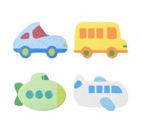 4 PCS Cartoon Car Bath Sponge for Kids,Transportation Cute Shape Compressed Cellulose Shower Sponges for Baby,Soft and Funny