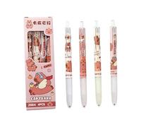 4 Pcs Cartoon Gel Ink Pen Refillable Retractable Gel Pen Metal Clip 0.5mm Tip Black Ink Quick Action Gel Pen Set for Quick Dry Note Taking