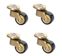 4 Pcs Casters 25mm Solid Brass Wheel, 360° Rodless Swivel, Moving Wheels, 1inch Rubber Castors for Furniture, Round Piece Type, Load 150kg, with 12 Screws (Color : JiaoLun, Size : Low)