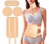 4 Pcs Castor Oil Pack Wrap Organic Cotton for Liver Detox, Stomach, Belly, Neck, Breast & Entire Body, Reusable Pads Kit for Hot/Cold Compress with Adjustable Elastic Strap, Waterproof & Anti Oil Leak
