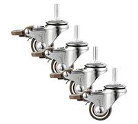 4 Pcs Castor Wheels Heavy Duty 25mm/38mm/50mm, Swivel Castors With Brake/Without Brake, Small TPE Rubber Silent Caster Wheels, Replacement Furniture Caster,4Brakes-50mm/M10
