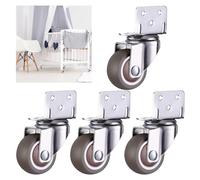 4 Pcs Castor Wheels Heavy Duty,With Brakes Swivel Castors,Furniture Castors With L-shaped Mounting Plate,Rubber Transport Castors 25mm 32mm 38mm 50mm,Replacement Castors,4nobrakes-38mm