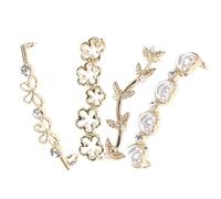 4 Pcs Casual Shoe Charms Set for Sneakers - Heart Pearl, Hollow Cherry Blossom, Leaf Double Bow Clips - Decorative Shoe Jewelry Accessories for Women