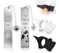 4 Pcs Cat Book Marks Set, Mother's Day Easter Gifts Easter Egg Bookmark with Pendant Thumb Book Page Holder Zinc Alloy Bookmarks for Women Men Book Accessories for Reading and Cat Lovers