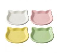 4 Pcs Cat Bowls Set Cat Food Bowl Plastic Kitten Food & Water Dishes with Low-Edge Design cute Shallow Feeding Bowl for Indoor Cats Easy-Clean Cat Dishes and Bowls (16x12cm) (SETB)